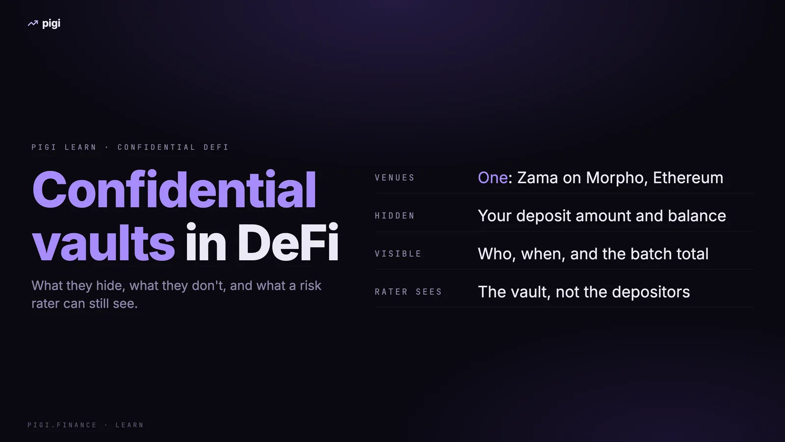 Confidential vaults in DeFi - what they hide, what stays visible, and what a risk rater can still see